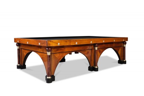 Carambolage/ Billard-Tisch Frankreich um 1800/ 1810 Nussbaum Holz Messingapplikationen völlig originaler Zustand, Original englisches Tuch