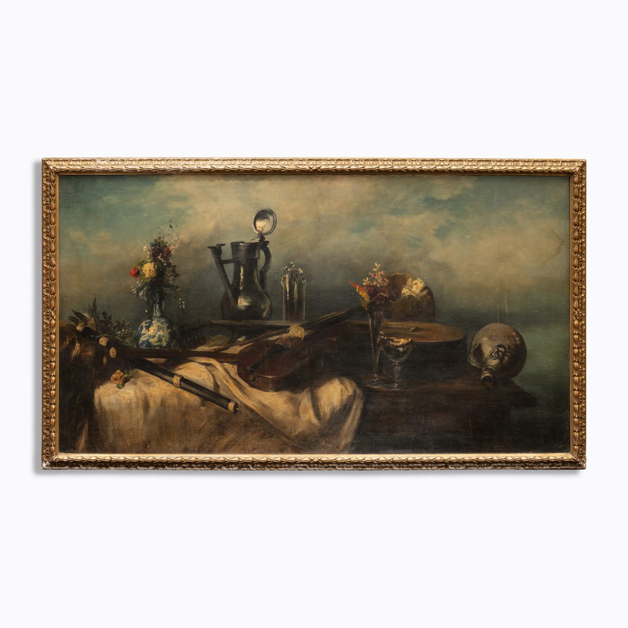 Gemälde 'Large stilllife with music instruments and vases'