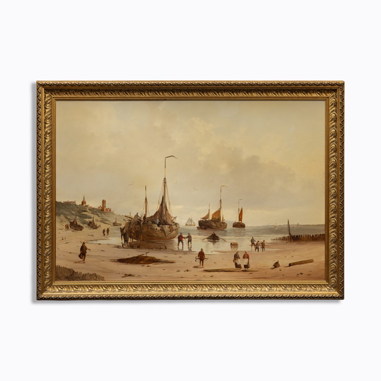 Gemälde 'Schiffe am Strand von Scheveningen'