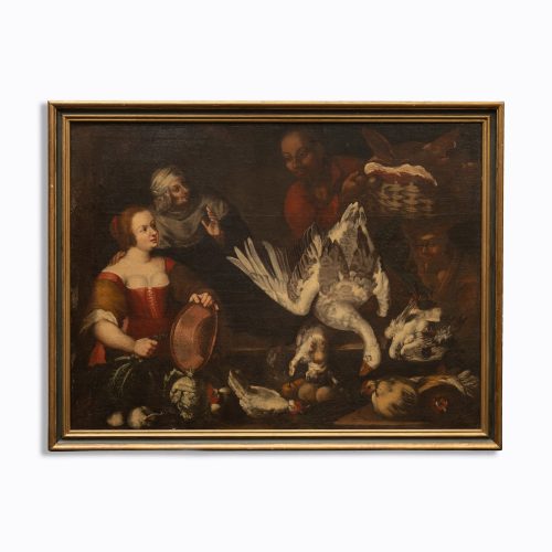 Gemälde 'In der Küche mit Geflügel und Hase'