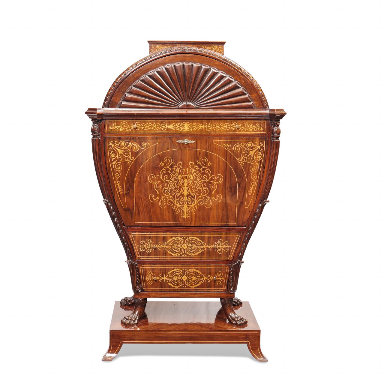 außergewönlicher seltener Lyra-Sekretär Biedermeier